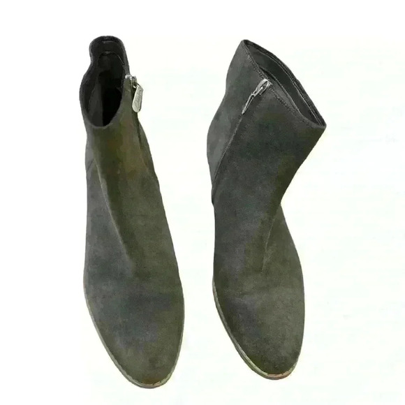 Clarks Shoes - Clarks Ankle Boots Breccan Myth Khaki Suede Size 10 Mid Heel Women’s